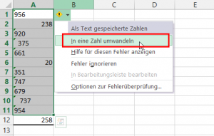 Zum Vergrößern bitte auf das Bild klicken Text in Zahl umwandeln