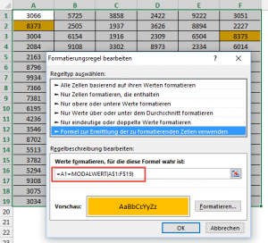 Zum Vergrößern bitte Bild anklicken Regel für die bedingte Formatierung