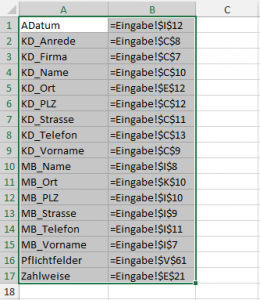 Zum Vergrößern bitte Bild anklicken Die Liste aller definierten Namen
