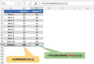 Gleiches Ergebnis in beiden Funktionen
