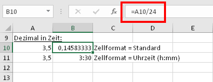 Arbeitsstunden in dezimalzahlen