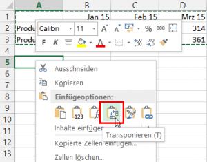 Excel 2013: Transponieren