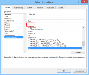 Benutzerdefiniertes Format