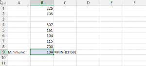 Zum Vergrößern bitte auf das Bild klicken Die MIN-Funktion