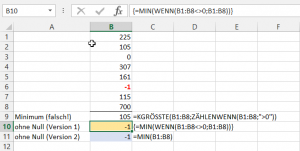 Zum Vergrößern bitte auf das Bild klicken Minimum mit negativen Zahlen
