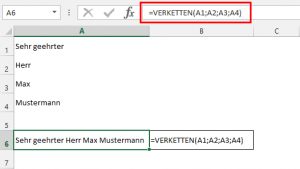 Zum Vergrößern bitte auf das Bild klicken Texte verbinden mit VERKETTEN