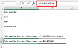 Zum Vergrößern bitte auf das Bild klicken Texte verbinden mit "&"