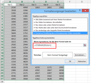 Zum Vergrößern bitte auf das Bild klicken Regel zur bedingten Formatierung