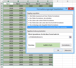 Zum Vergrößern bitte auf das Bild klicken Farbige Streifen in jeder zweiten Zeile
