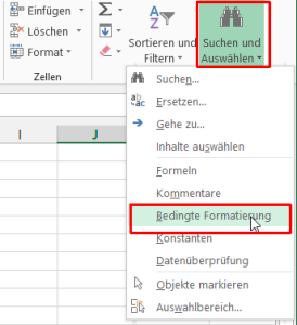 Zum Vergrößern bitte auf das Bild klicken Zellen mit bedingter Formatierung finden