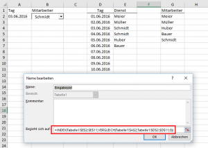 Zum Vergrößern bitte auf das Bild klicken Formel im Bereichsnamen anpassen