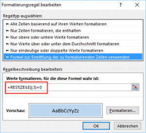 Formatierungsregel eingeben