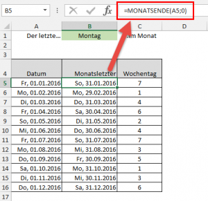 Zum Vergrößern bitte auf das Bild klicken Das Monatsende bestimmen
