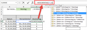 Zum Vergrößern bitte auf das Bild klicken Den Wochentag ausrechnen