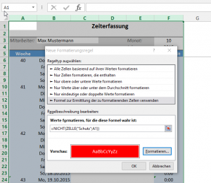Zum Vergrößern bitte auf das Bild klicken Formatierungsregel anlegen