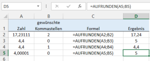 Zum Vergrößern bitte auf das Bild klicken Die AUFRUNDEN-Funktion