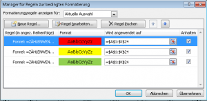 Zum Vergrößern bitte auf das Bild klicken Drei Regeln definiert