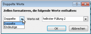 Zum Vergrößern bitte auf das Bild klicken Doppelte Werte