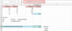 Zum Vergrößern bitte auf das Bild klicken Beispiel 1: SUMMENPRODUKT (Variante 1)