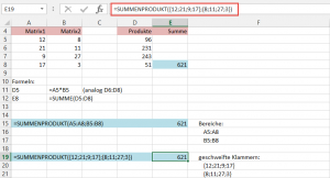 Zum Vergrößern bitte auf das Bild klicken Beispiel 1: SUMMENPRODUKT (Variante 2)