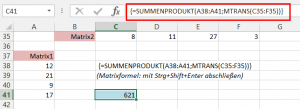Zum Vergrößern bitte auf das Bild klicken SUMMENPRODUKT mit verdrehter Matrix