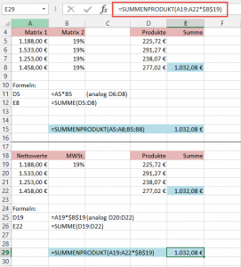 Zum Vergrößern bitte auf das Bild klicken Beispiel 2: Matrix und Konstante
