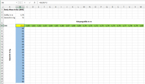 Zum Vergrößern bitte auf das Bild klicken Die vorbereitete Tabelle