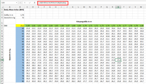 Zum Vergrößern bitte auf das Bild klicken Die fertige Datentabelle