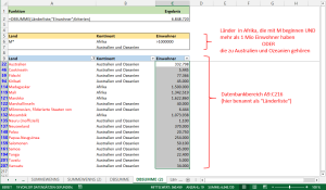 Zum Vergrößern bitte auf das Bild klicken DBSUMME mit verschiedenen Kriterien