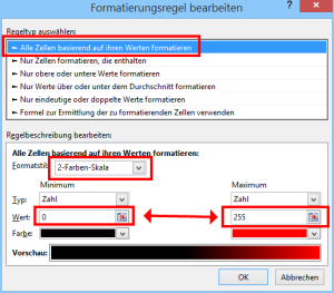 Formatierungsregel für die erste Zeile