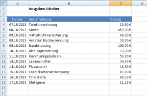 Zum Vergrößern bitte auf das Bild klicken Beispieltabelle