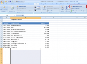 Zum Vergrößern bitte auf das Bild klicken Drop-Down-Liste erstellen