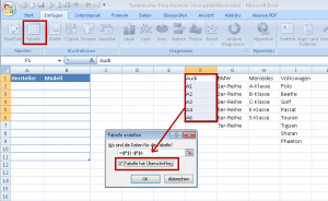 Zum Vergrößern bitte auf das Bild klicken Erste Tabelle einfügen