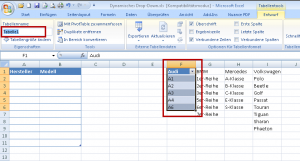Zum Vergrößern bitte auf das Bild klicken Erste Tabelle wurde erstellt