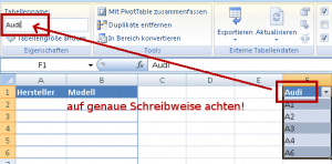 Zum Vergrößern bitte auf das Bild klicken Tabellennamen ändern