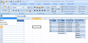 Zum Vergrößern bitte auf das Bild klicken Die vier definierten Tabellen