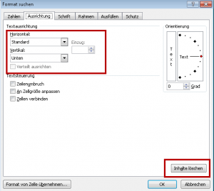 Zum Vergrößern bitte auf das Bild klicken Ausrichtung: Inhalte löschen