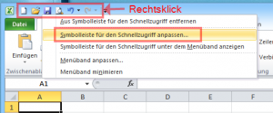 Zum Vergrößern bitte auf das Bild klicken Schnellzugriff anpassen