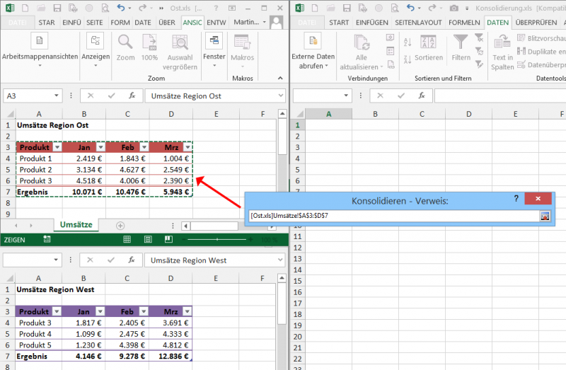 Excel Bestimmte Daten In Andere Tabelle übernehmen Auf den Punkt gebracht: Daten in Excel konsolidieren | Der Tabellenexperte