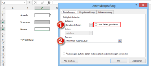 Zum Vergrößern bitte auf das Bild klicken Gültigkeitskriterien festlegen