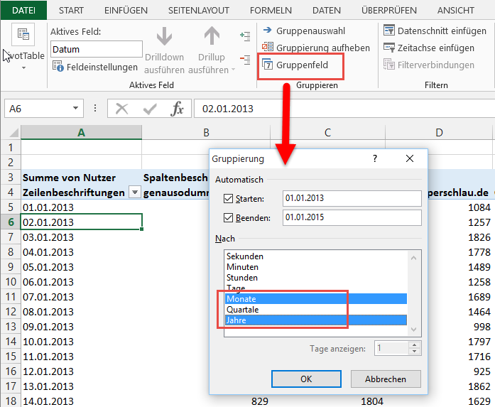 Verdichten Und Gruppieren In Pivot Tabellen Der Tabellenexperte