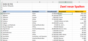 Zum Vergrößern bitte auf das Bild klicken Neue Spalten in der Quelltabelle