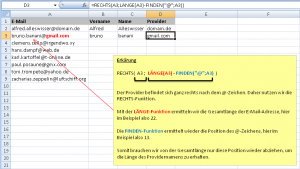 Zum Vergrößern bitte auf das Bild klicken Extraktion Domain/Provider