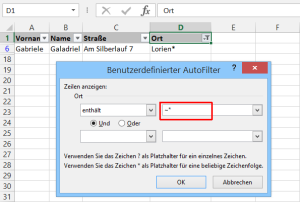 Zum Vergrößern bitte auf das Bild klicken Sonderzeichen im Autofilter
