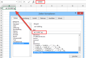 Zum Vergrößern bitte auf das Bild klicken Texte als Erweiterung zum Zahlenformat