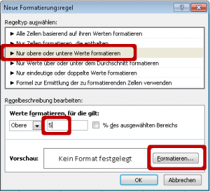 Regel 2: Obere Werte