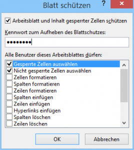 Zum Vergrößern bitte auf das Bild klicken Blatt schützen