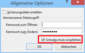 Zum Vergrößern bitte auf das Bild klicken Schreibschutz empfehlen