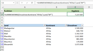 Zum Vergrößern bitte auf das Bild klicken Bedingte Summe mit zwei Kriterien