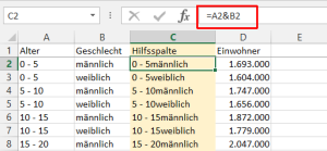 Zum Vergrößern bitte auf das Bild klicken Option 1: Die Hilfsspalte
